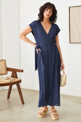 Warp Short Sleeve Wide Leg Flowy Maxi Jumpsuit
