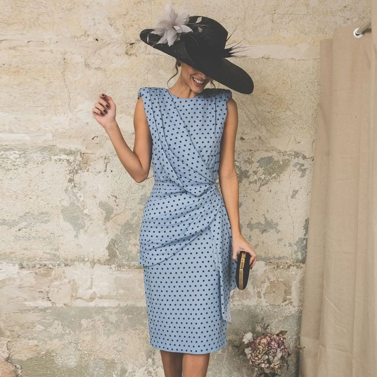 Wave Point Sleeveless Elegant Bodycon Dress