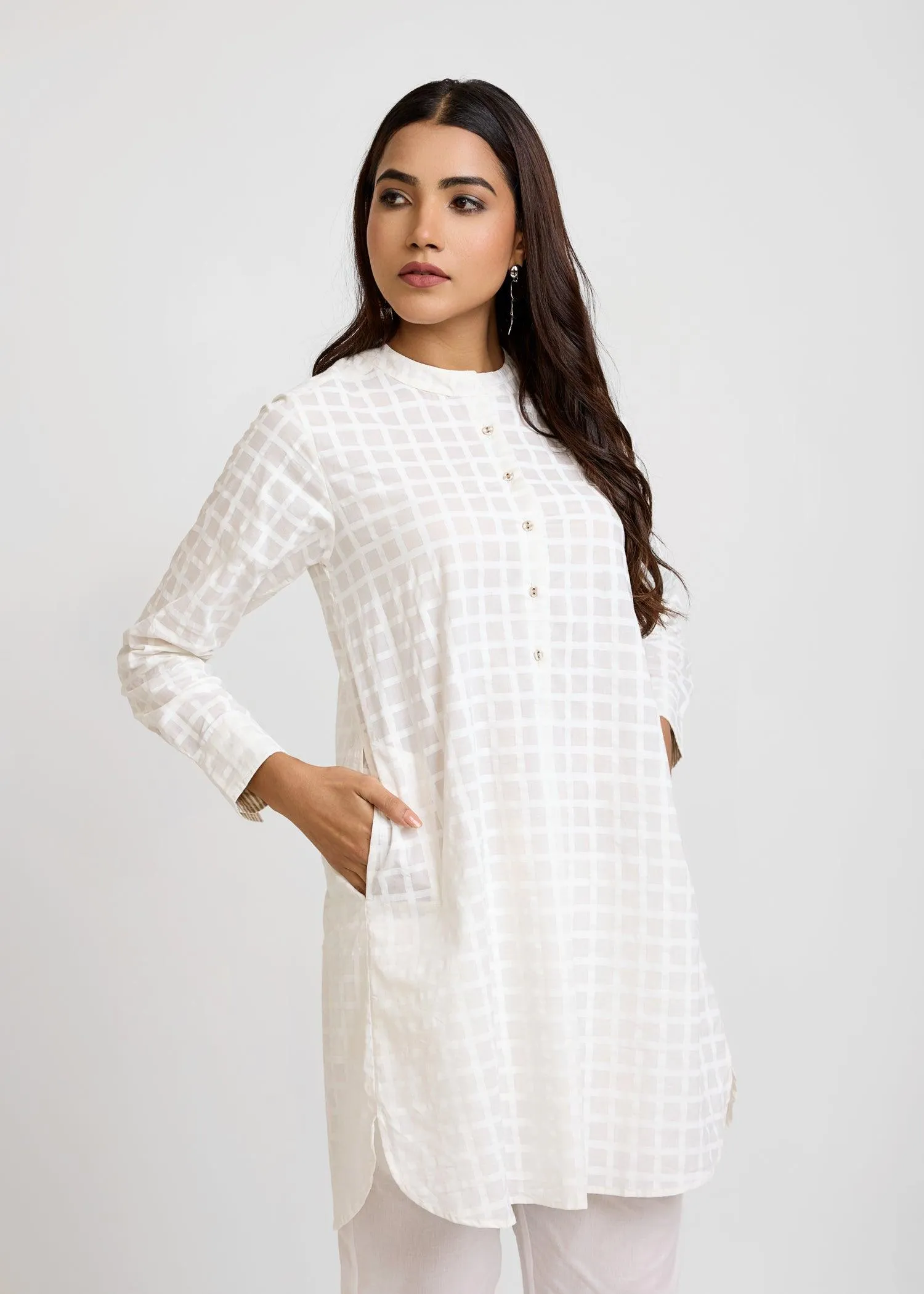 White & Beige Summer Tunic