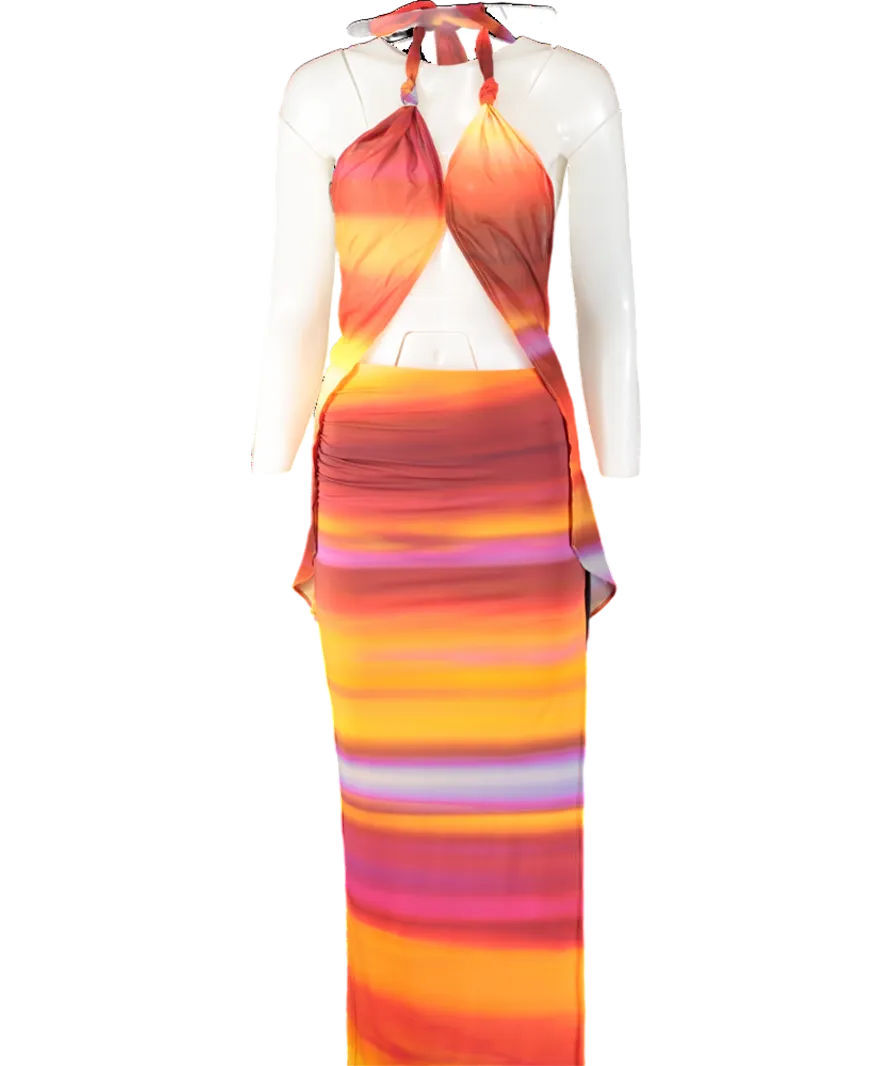 White Fox Orange Intertwined Horizon Hues Top And Maxi Skirt UK S