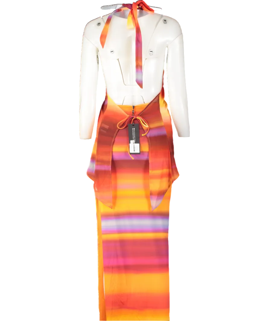 White Fox Orange Intertwined Horizon Hues Top And Maxi Skirt UK S