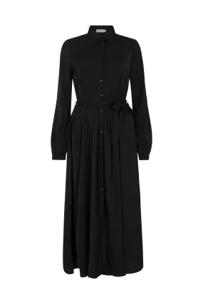 Willow Button Down Midi Dress In Black