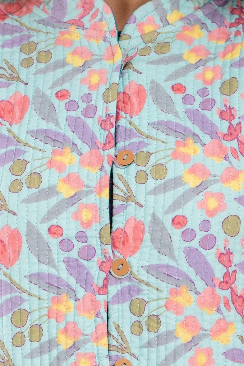 Women Printed Lightweight Cotton Quilted Multicolor Jacket - SHKL1021