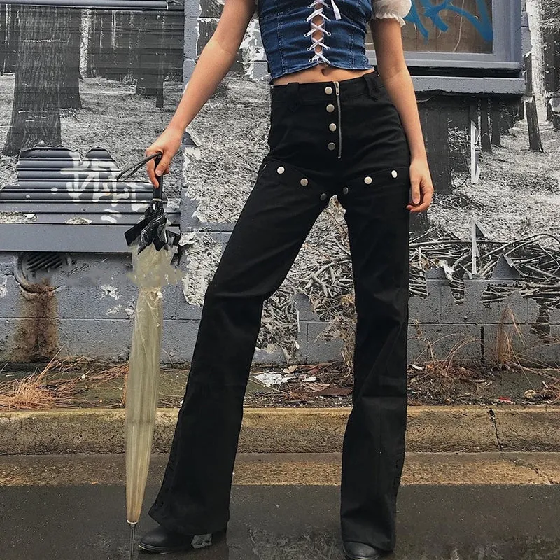 Women's Autumn Casual High Waist Solid Flare Pants