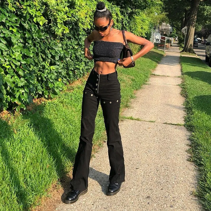 Women's Autumn Casual High Waist Solid Flare Pants