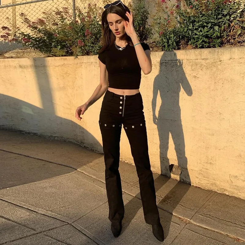 Women's Autumn Casual High Waist Solid Flare Pants