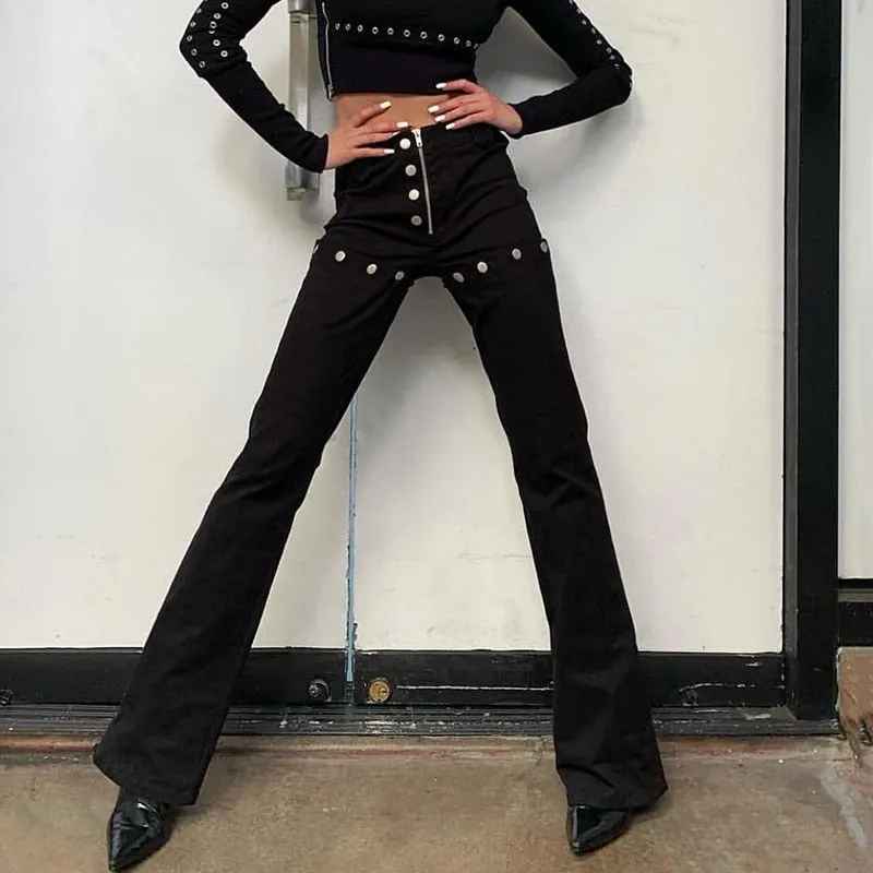 Women's Autumn Casual High Waist Solid Flare Pants