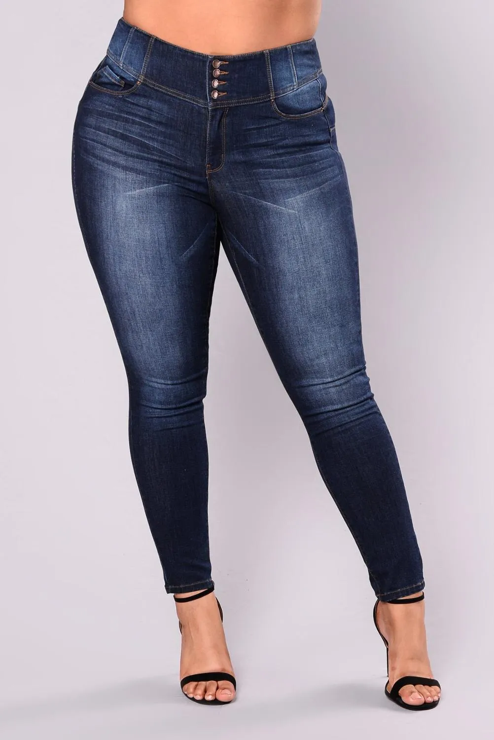 Women's Plus Size High Waist Jeans Casual Denim Jeans High Quality Pants