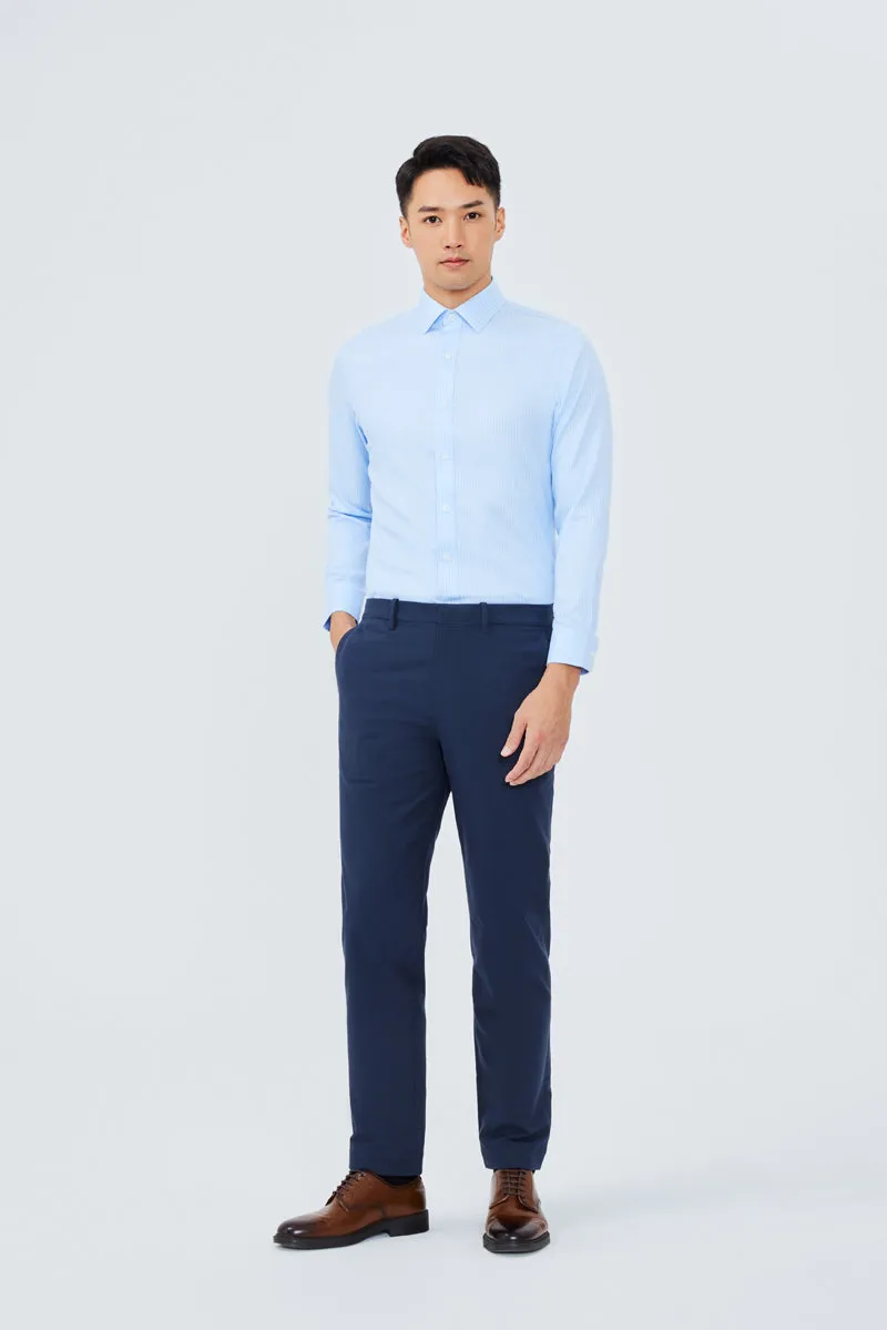 Wrinkle-Free Dobby Dress Shirt | Blue Stripes 8301NZ