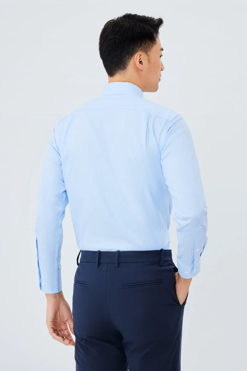 Wrinkle-Free Dobby Dress Shirt | Blue Stripes 8301NZ
