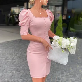 xakxx Autumn outfits Women Fashion Party Club Dress Robes Formal Women Sexy Slim Fit Square Neck  Bodycon Mini Dress