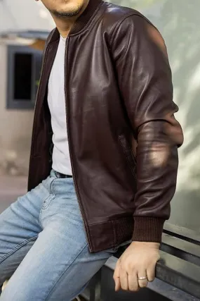 Yuro Genuine Real Leather Jacket Men Brown Biker Motorcycle