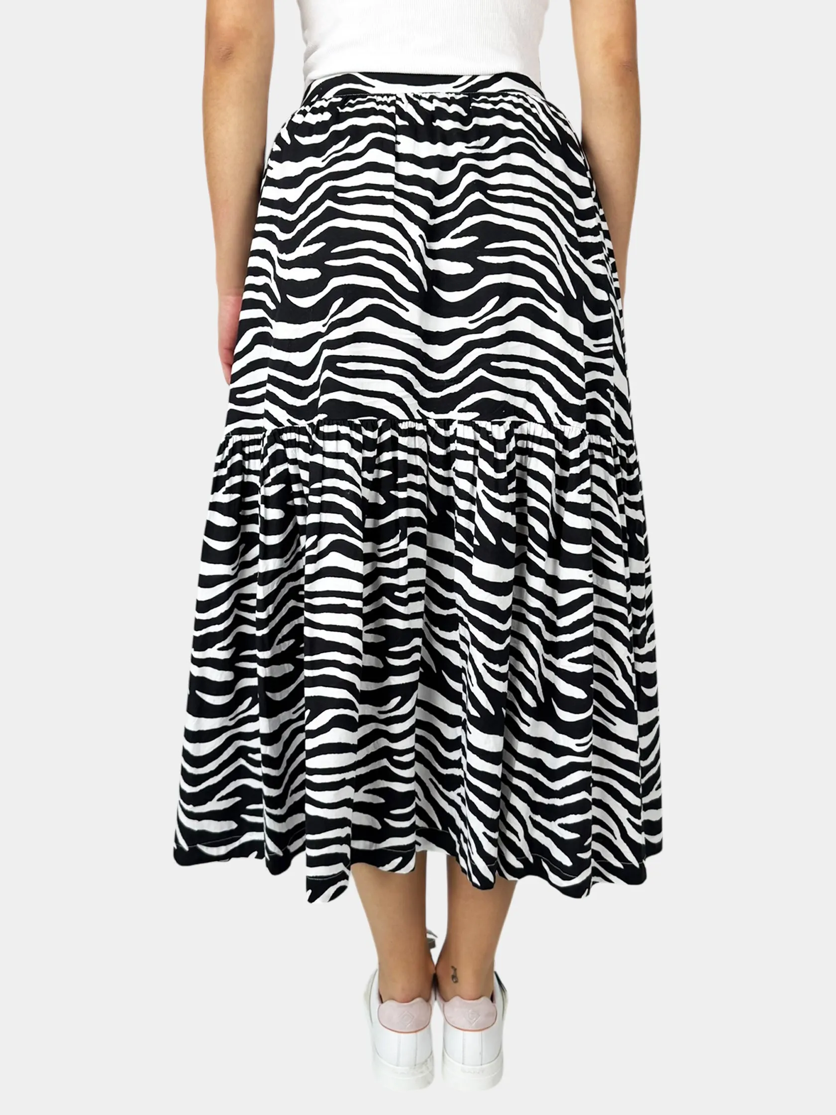 Zebra Print Tiered Maxi Skirt - Size 10